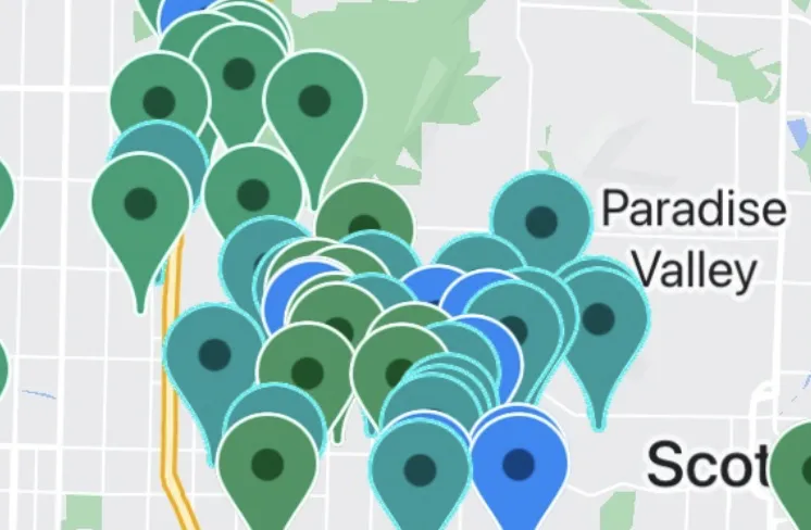 Map of Maricopa County (Phoenix) pool route